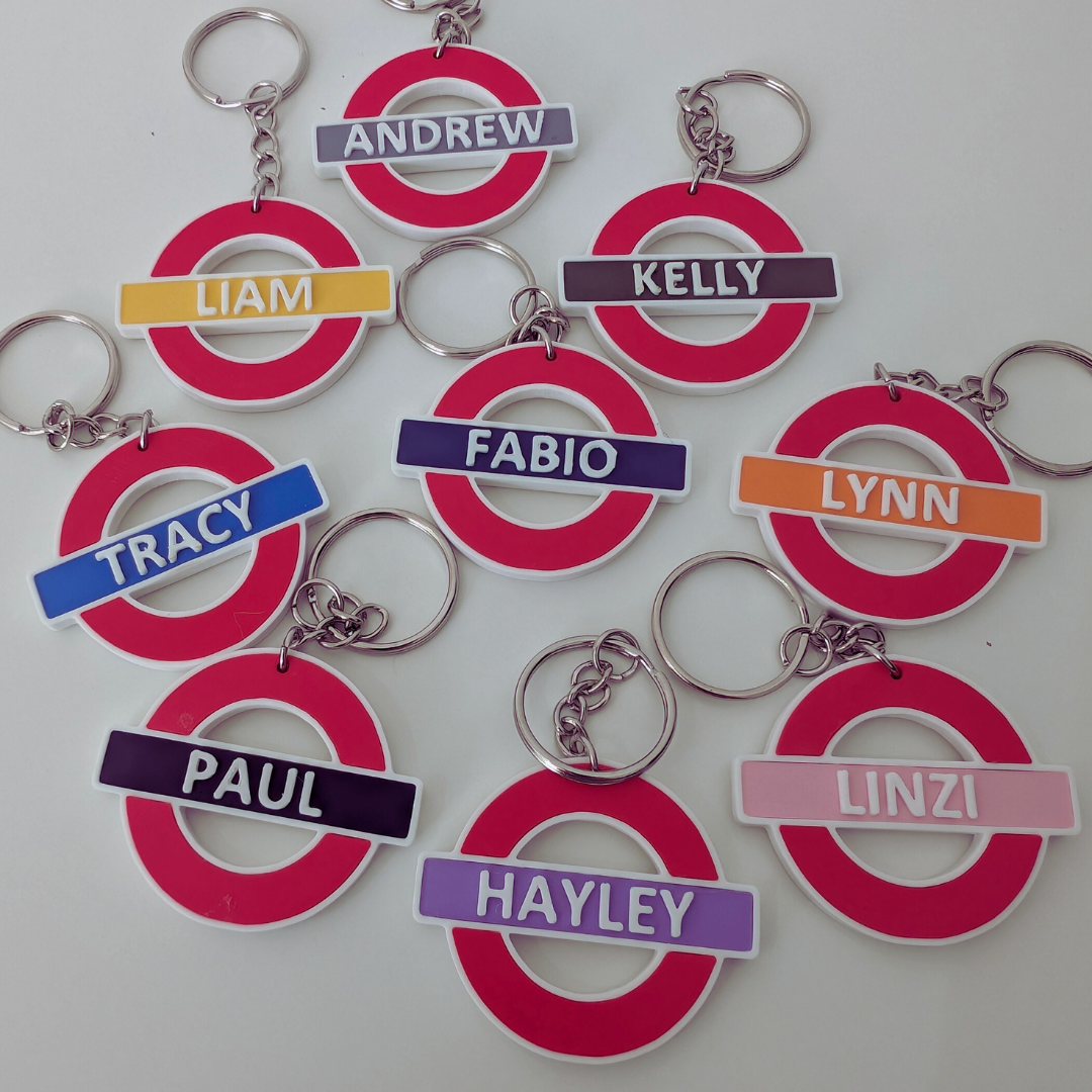 Personalised London Underground keychains with names