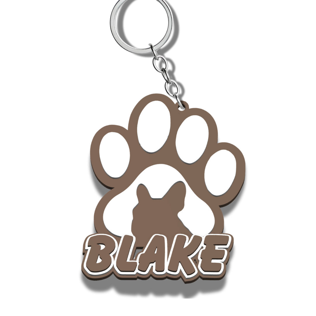 Personalised Dog Breed Paw Print Keychain