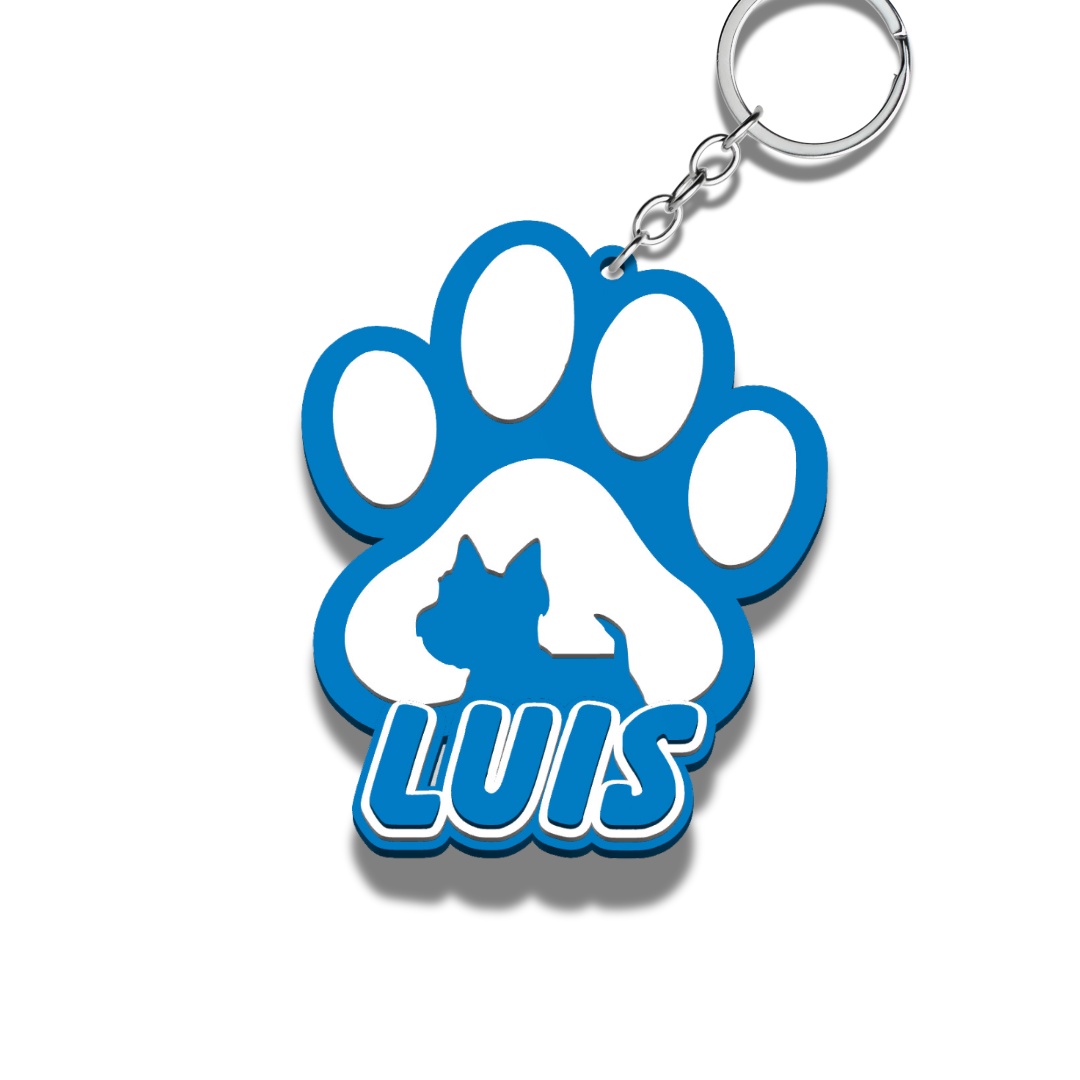 Personalised Dog Breed Paw Print Keychain