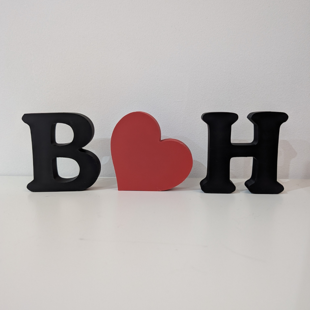Personalised Decorative Letters Initials Ornament with Heart.