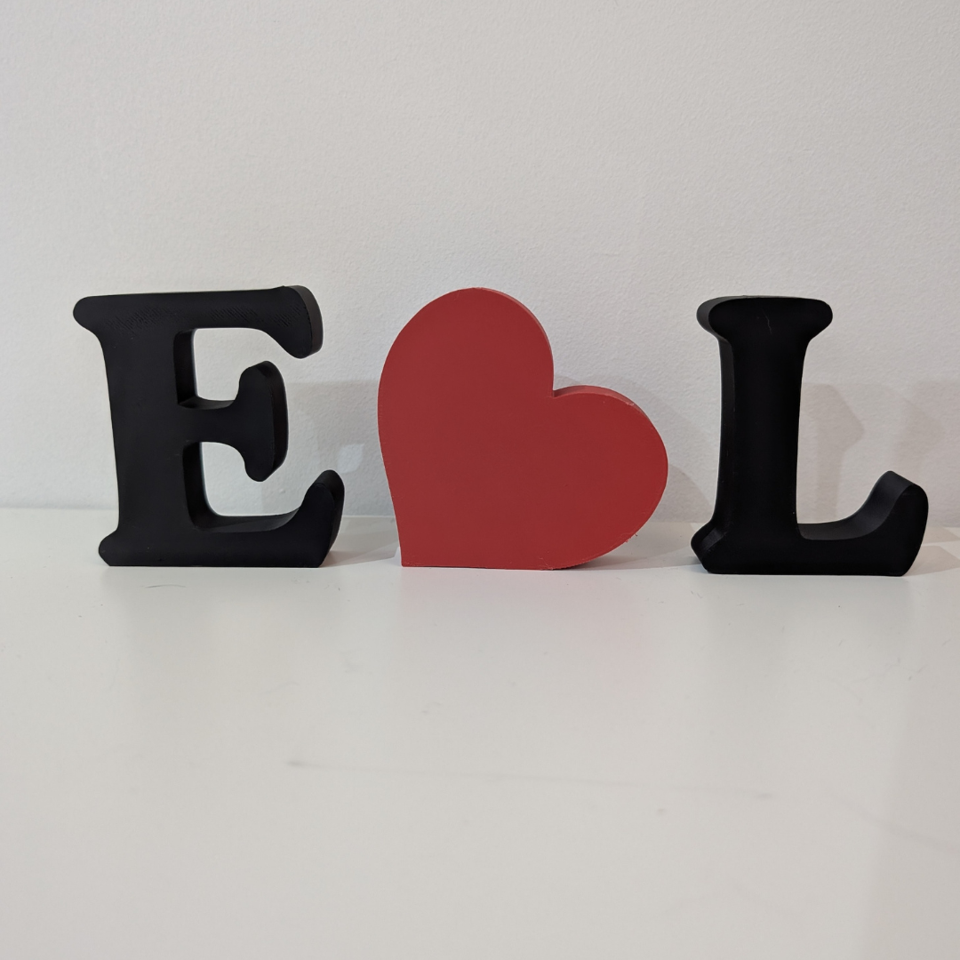 Personalised Decorative Letters Initials Ornament with Heart.