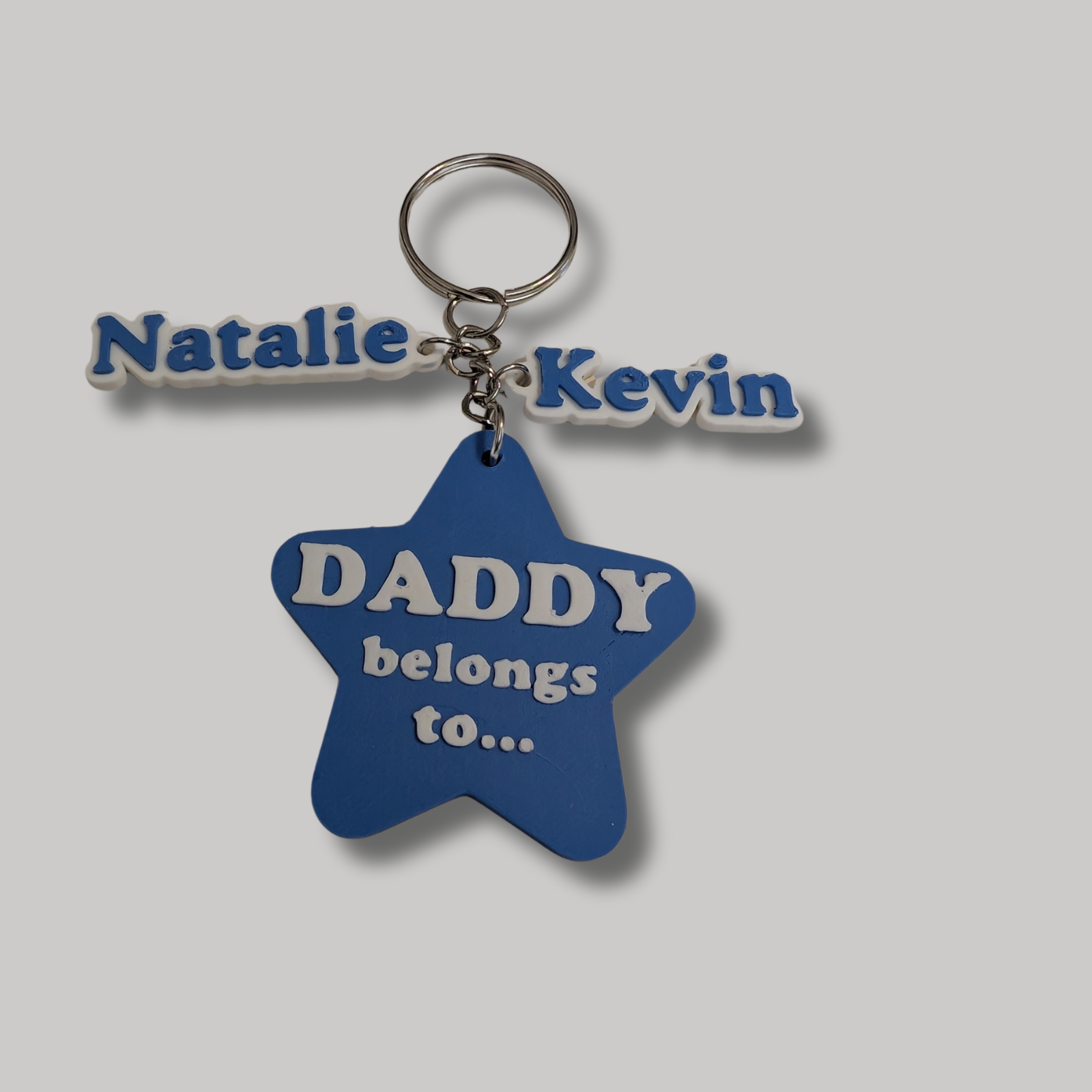 Personalised “DADDY Belongs To…” Star Keyring With Kids Name