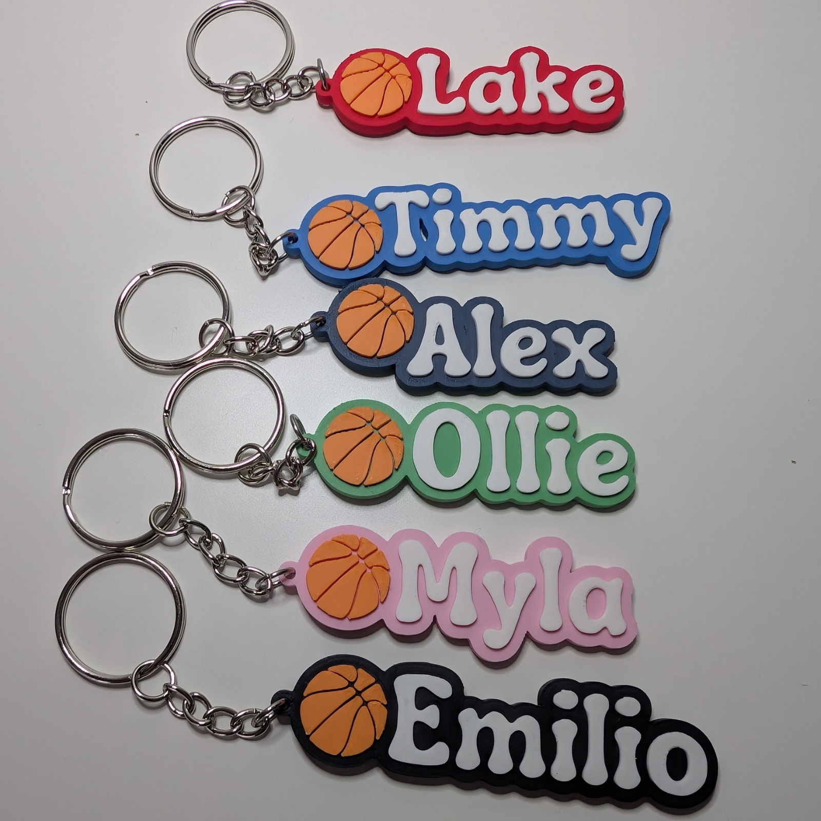 Personalised name and colour Basketball Keychains