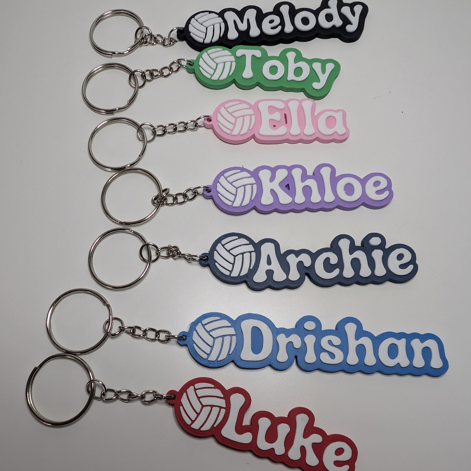 Personalised name and colour Volleyball Keychains