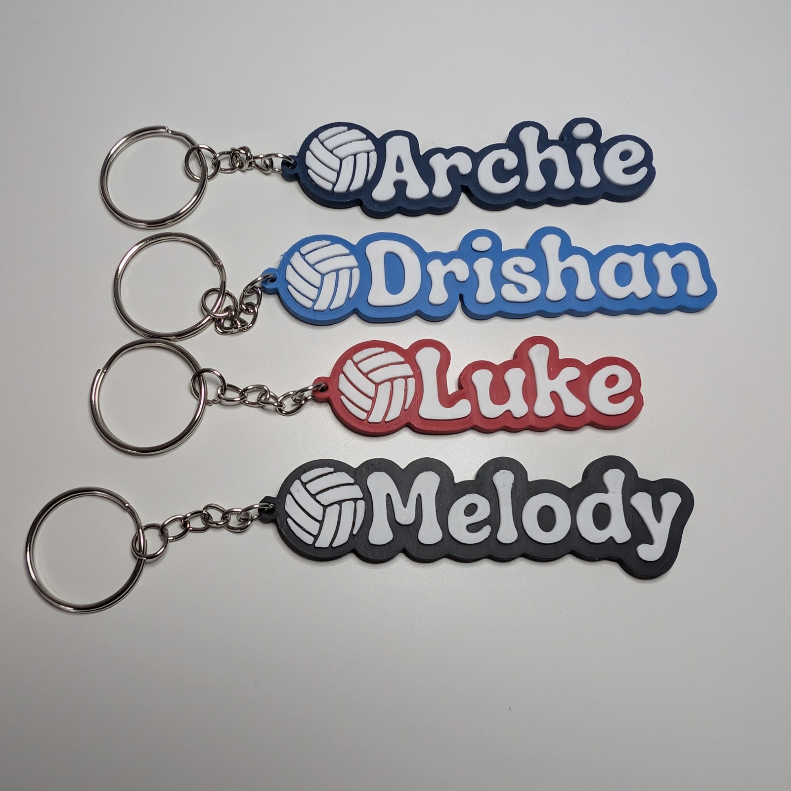 Personalised name and colour Volleyball Keychains
