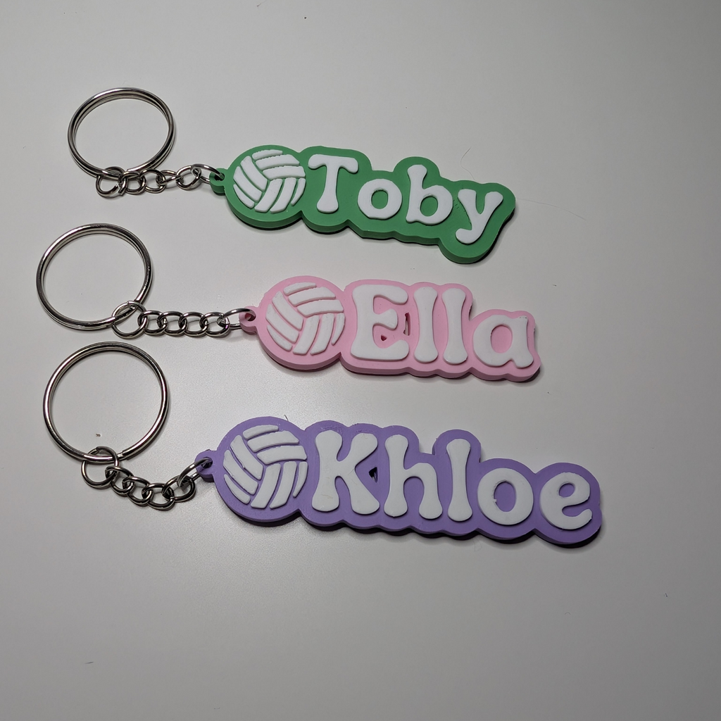 Personalised name and colour Volleyball Keychains