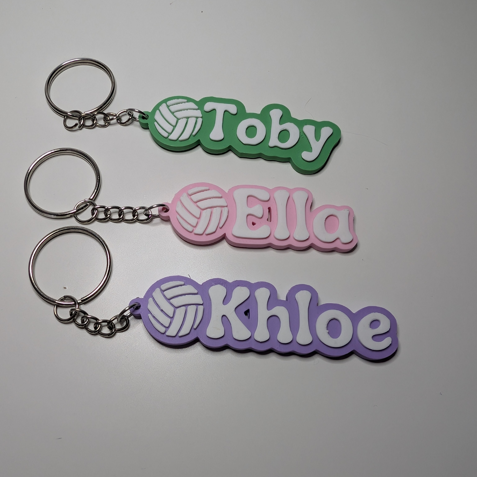 Personalised name and colour Volleyball Keychains