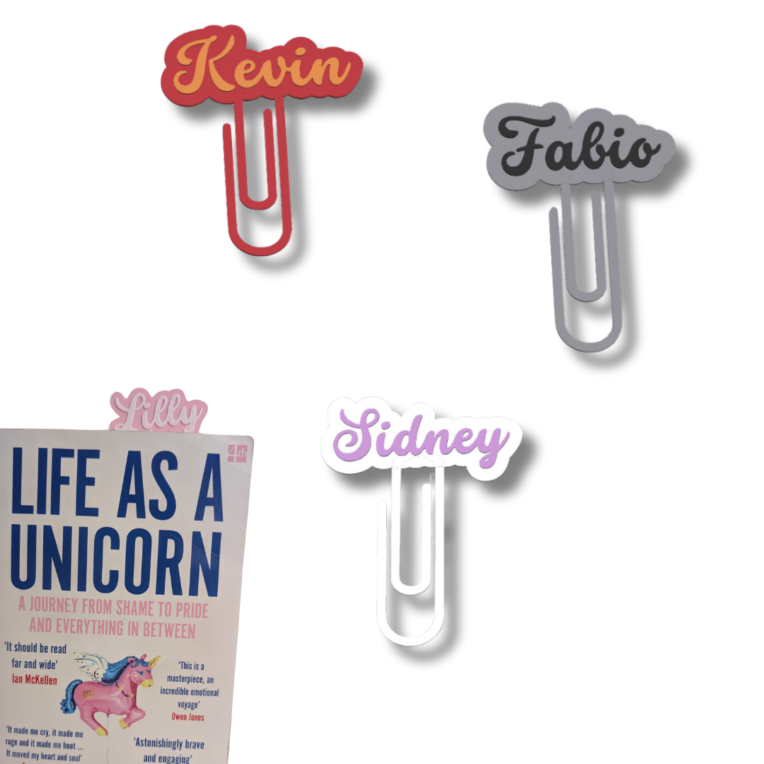 Personalised paperclip shape with name bookmark  -  1 0r Set of 3