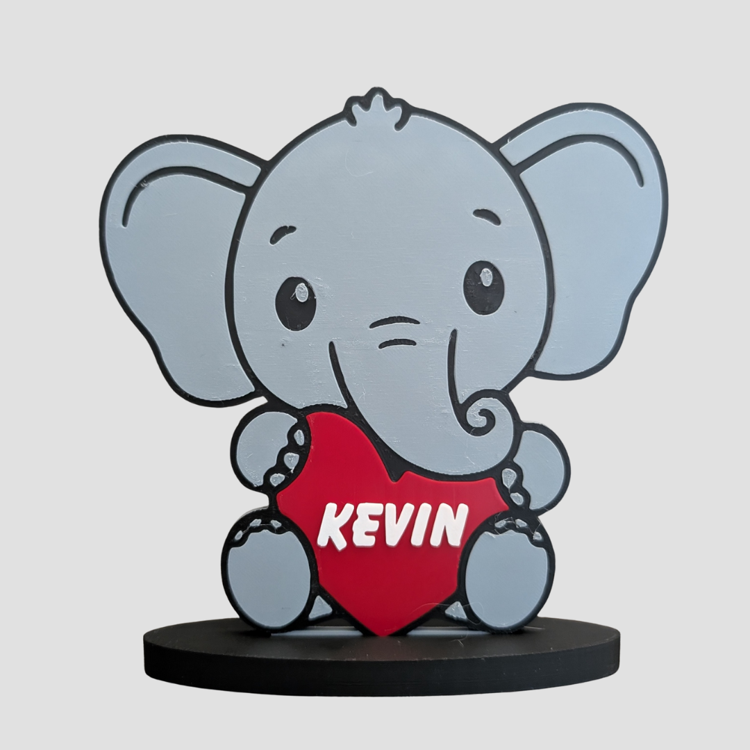 Personalised Animal Baby Name Stand, Nursery Decor with Heart, Customisable Safari Theme Display