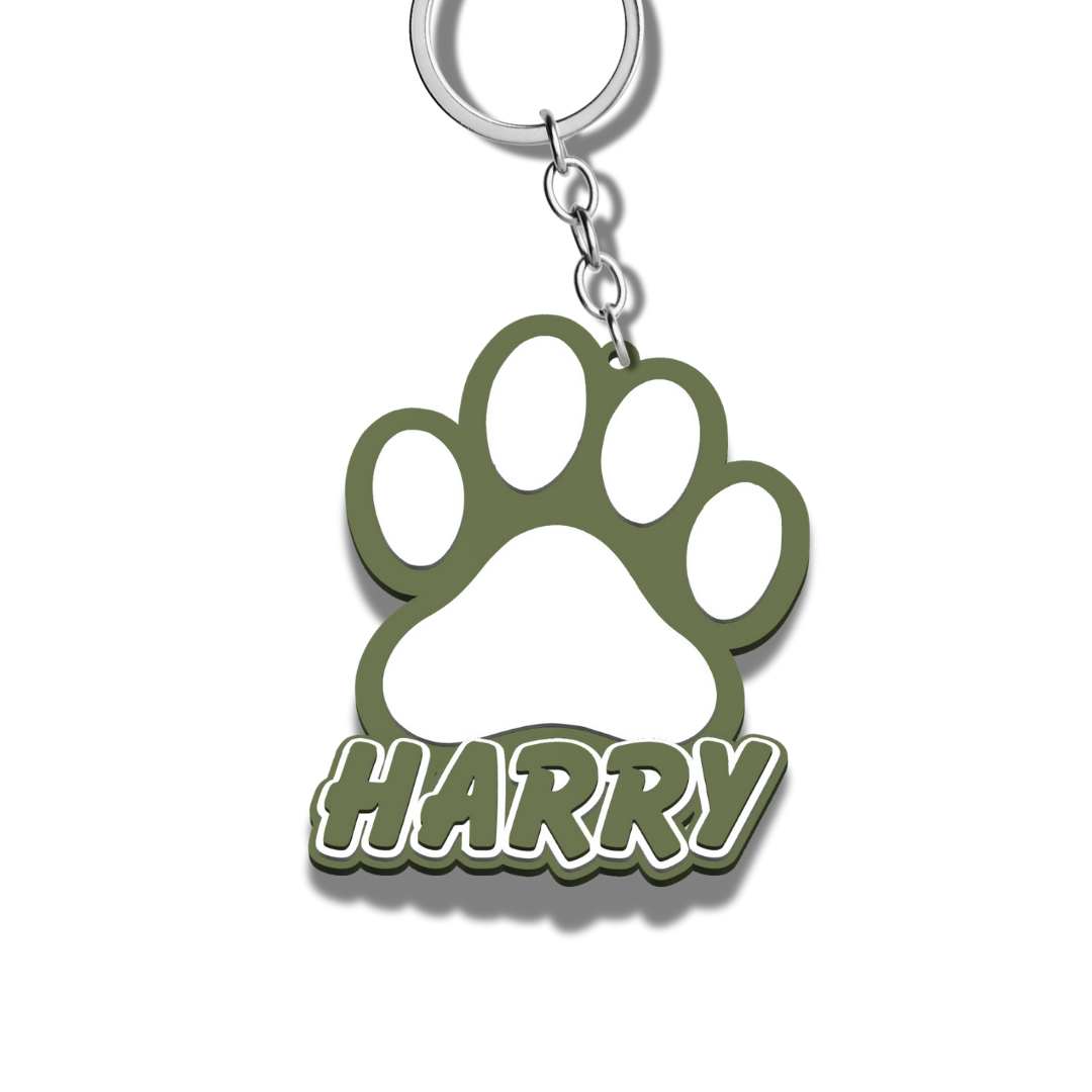 Personalised Dog Breed Paw Print Keychain
