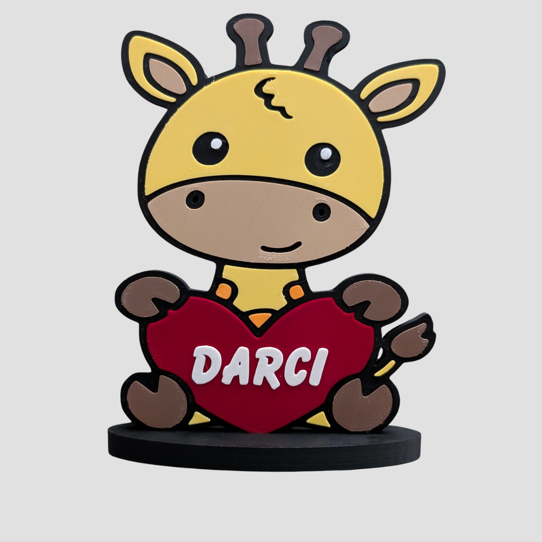 Personalised Animal Baby Name Stand, Nursery Decor with Heart, Customisable Safari Theme Display