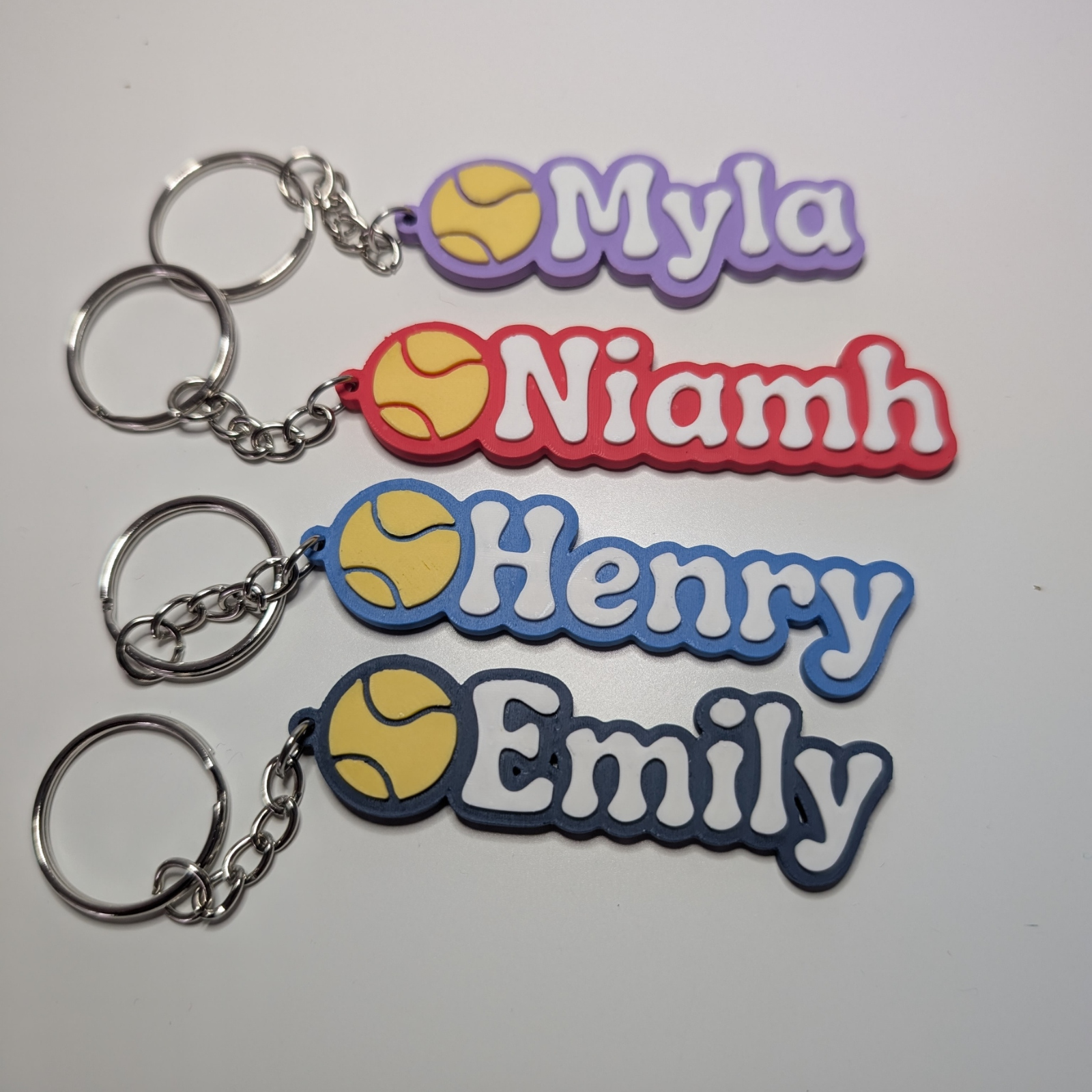 Personalised Tennis Ball Name Keychain
