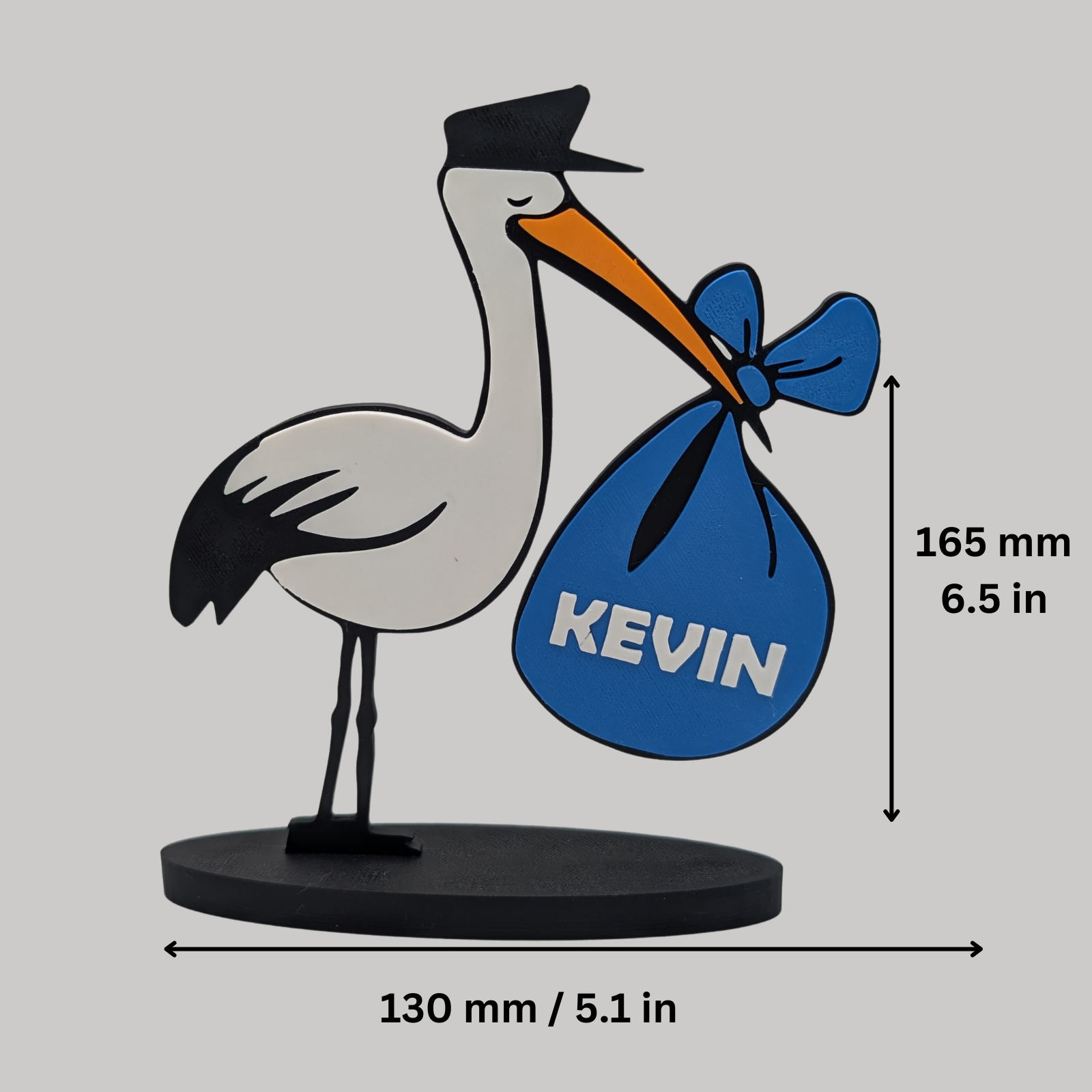 Personalised Stork Baby Boy Girl Name Display