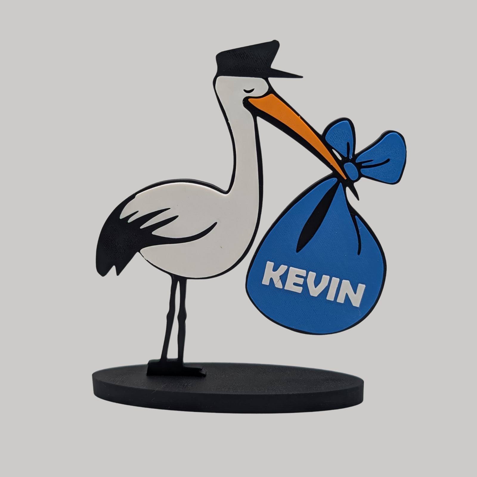 Personalised Stork Baby Boy Girl Name Display