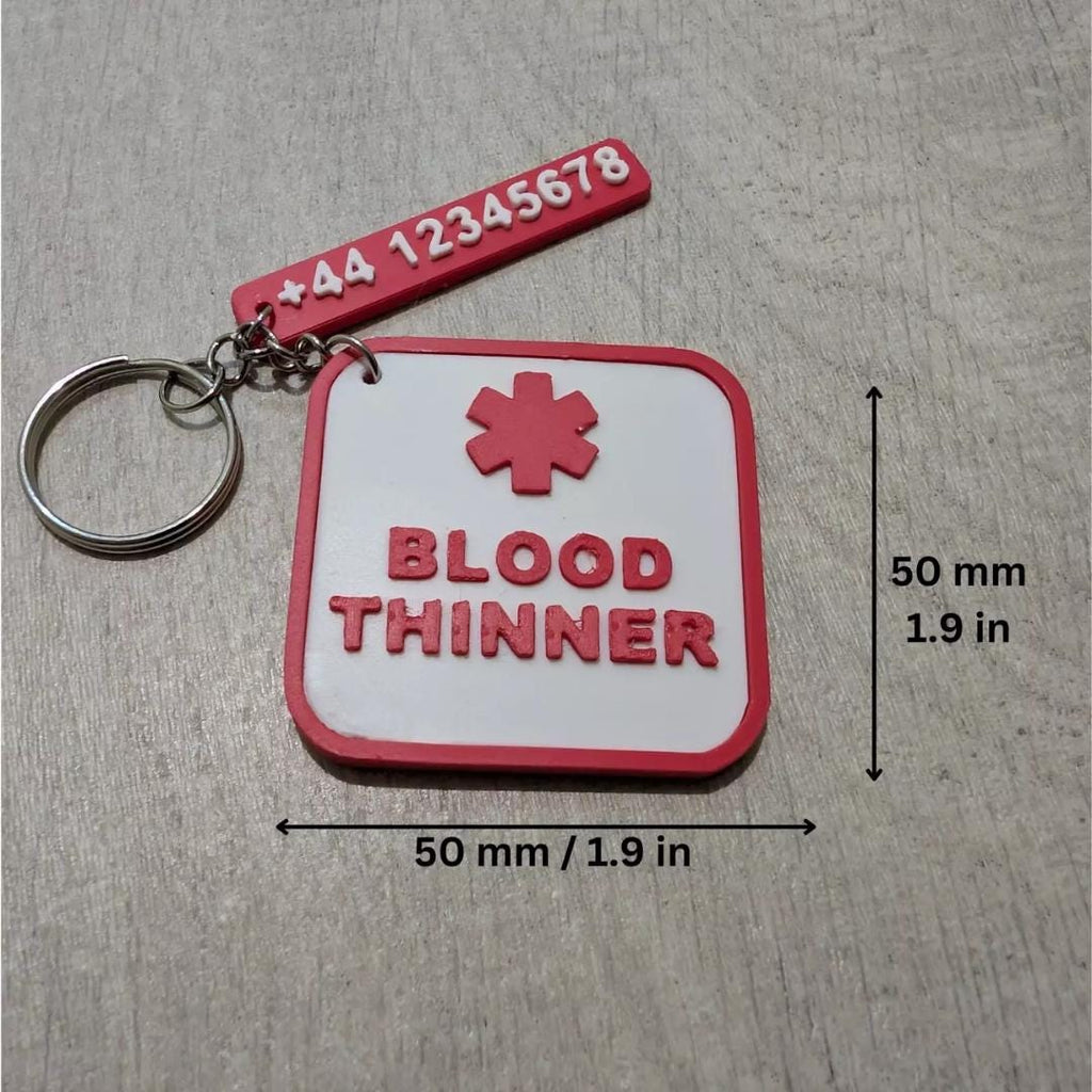 Medical Alert Emergency Warning ID Keyring Customisable with Emergency Contact