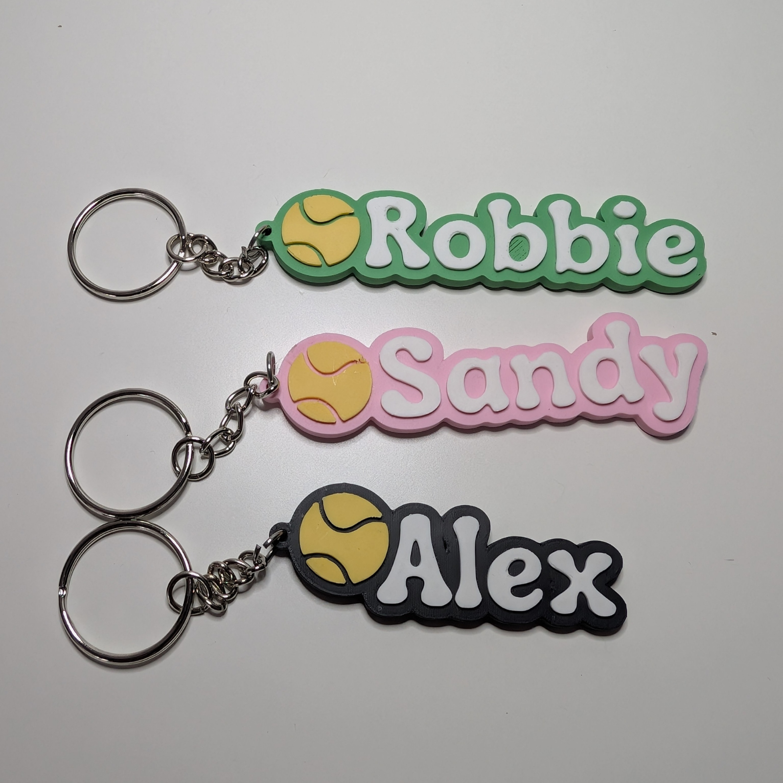 Personalised Tennis Ball Name Keychain