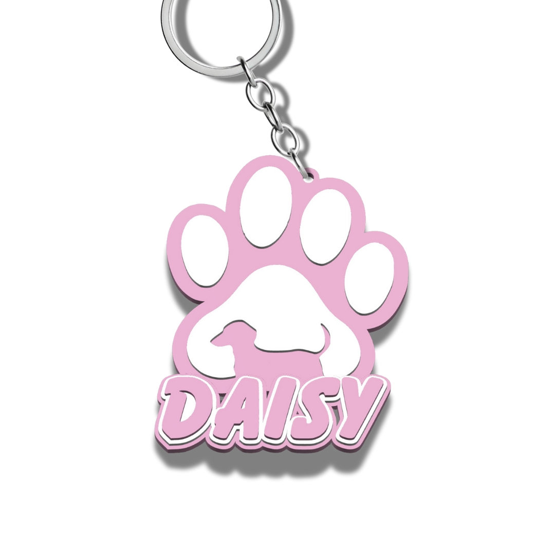 Personalised Dog Breed Paw Print Keychain