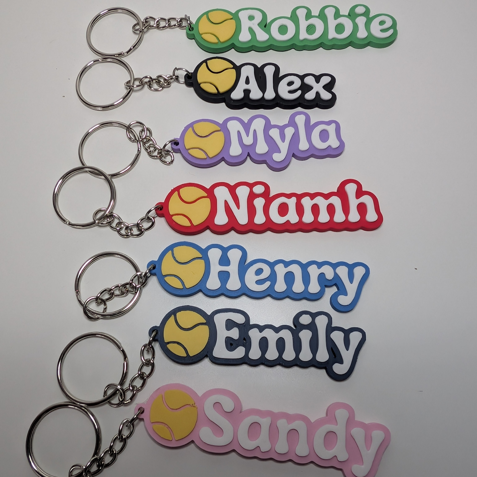 Personalised Tennis Ball Name Keychain