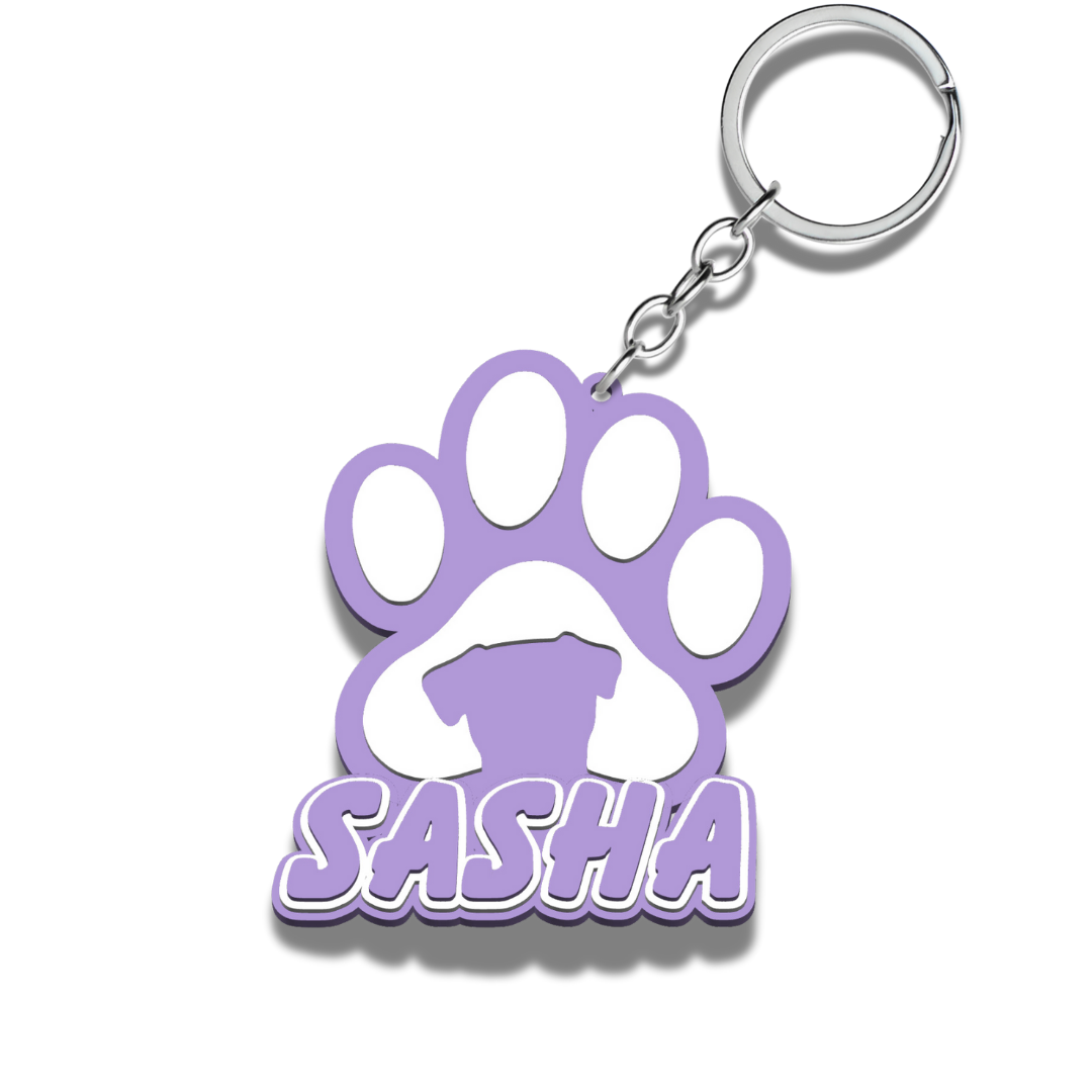Personalised Dog Breed Paw Print Keychain