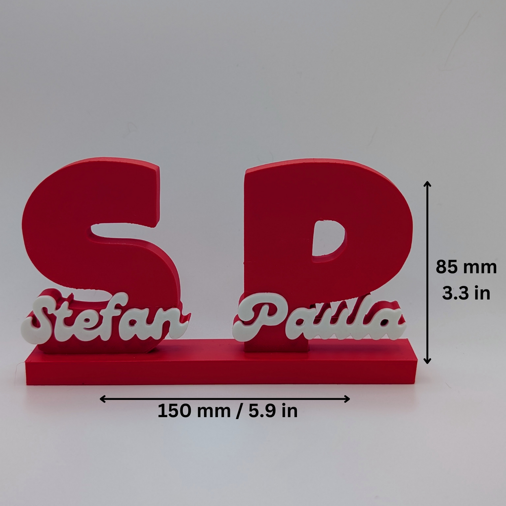 Personalised Couple Name Display with Initials, Decorative Standing Sign