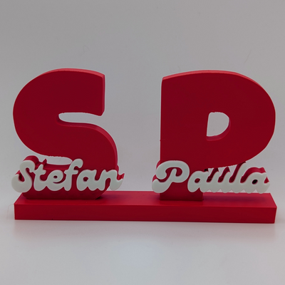 Personalised Couple Name Display with Initials, Decorative Standing Sign