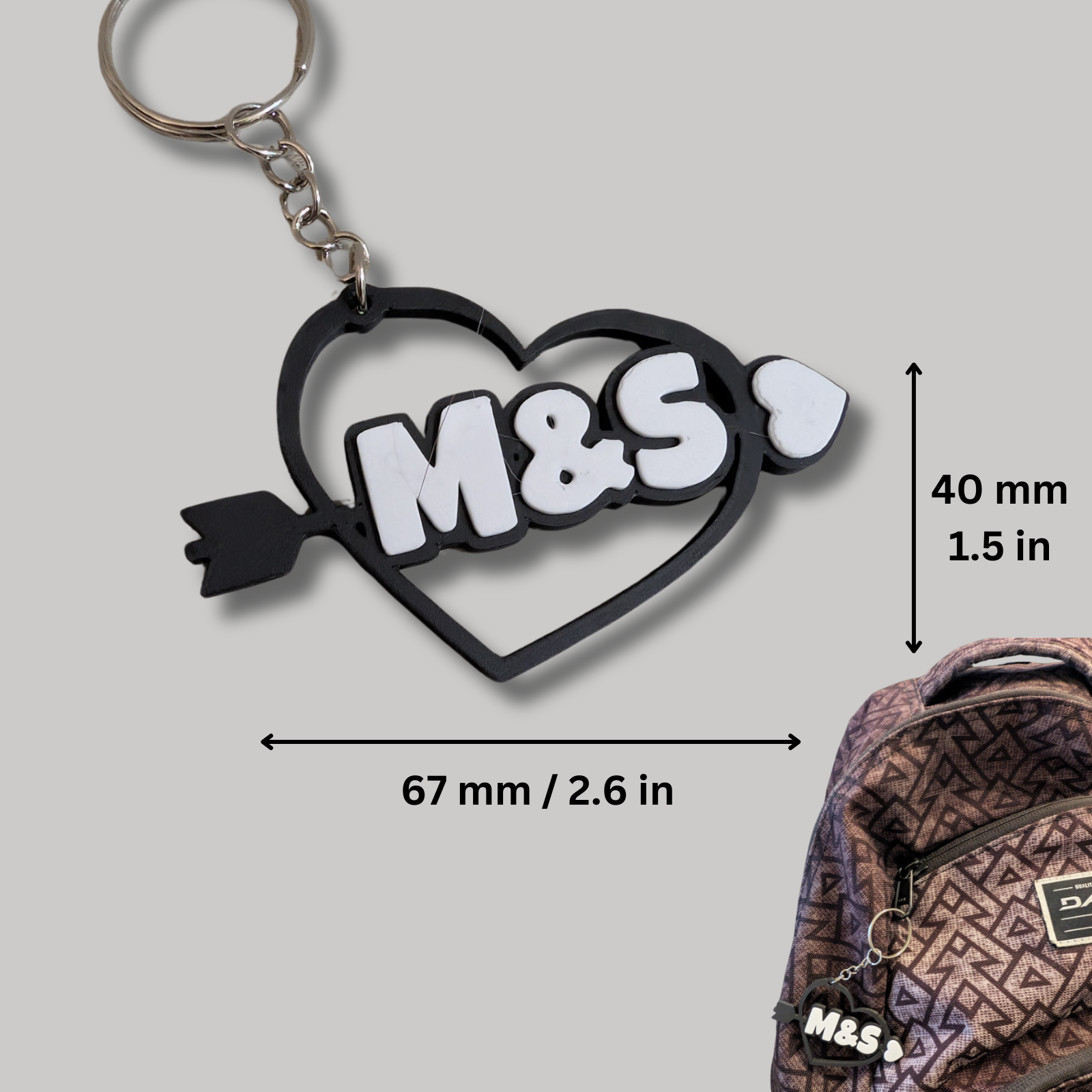Personalised Heart-Shaped Initials Keyring