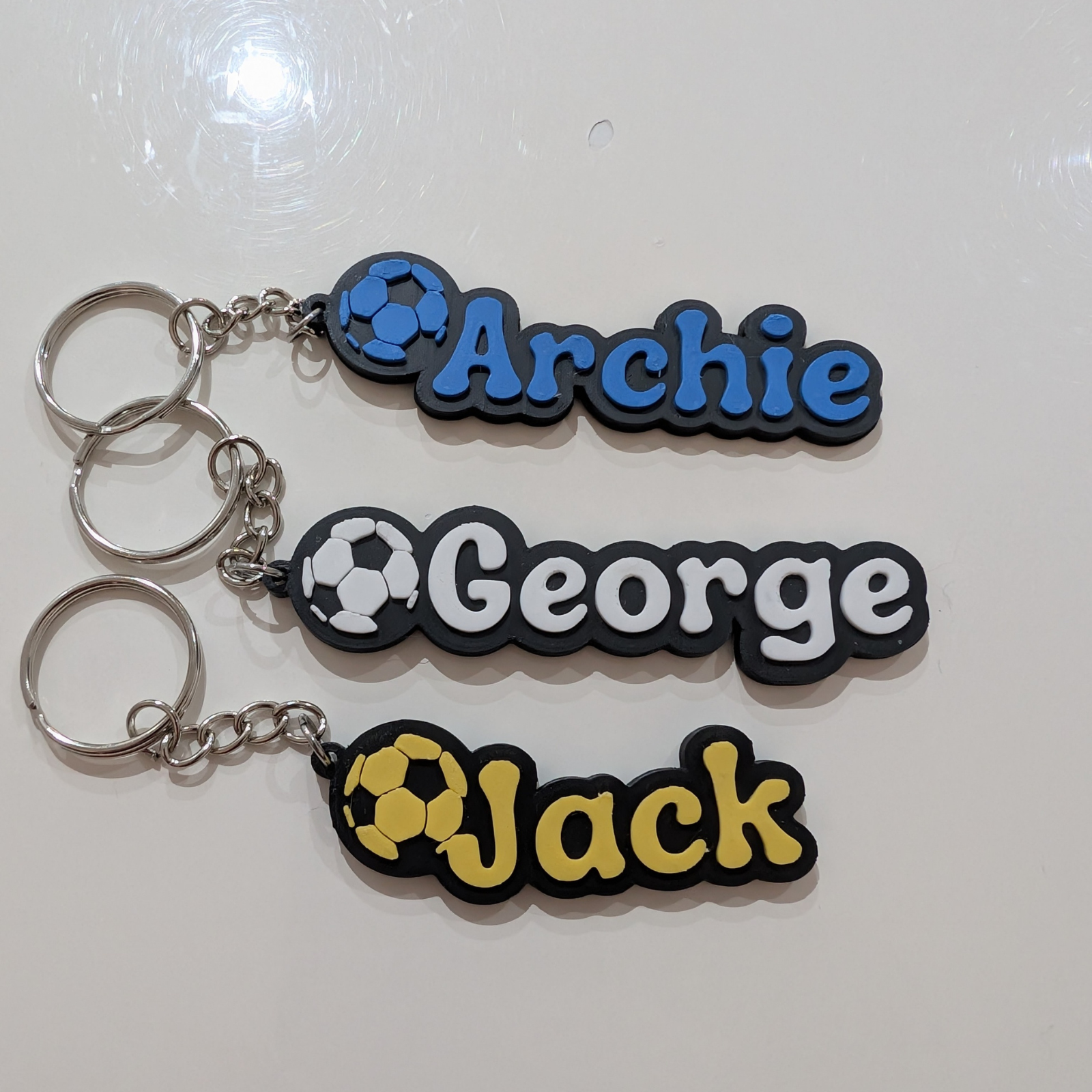 Personalised name and colour Keychains, Football Keyring