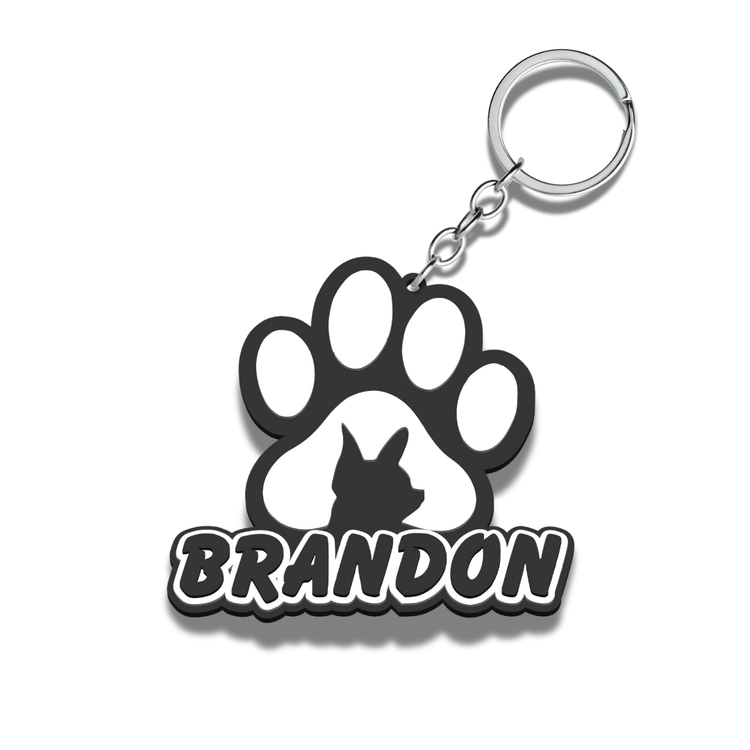 Personalised Dog Breed Paw Print Keychain
