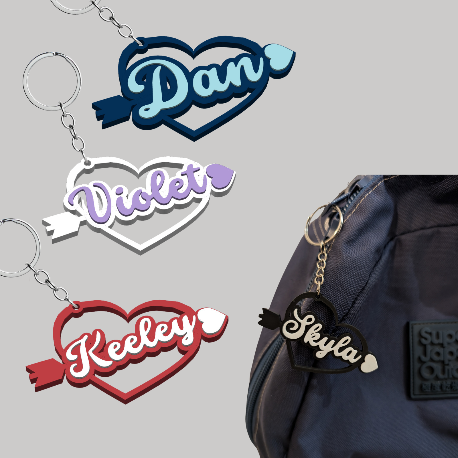 Personalised Heart-Shaped Name Keyring