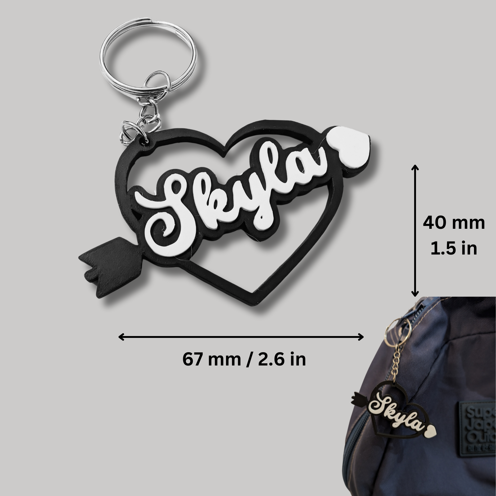 Personalised Heart-Shaped Name Keyring
