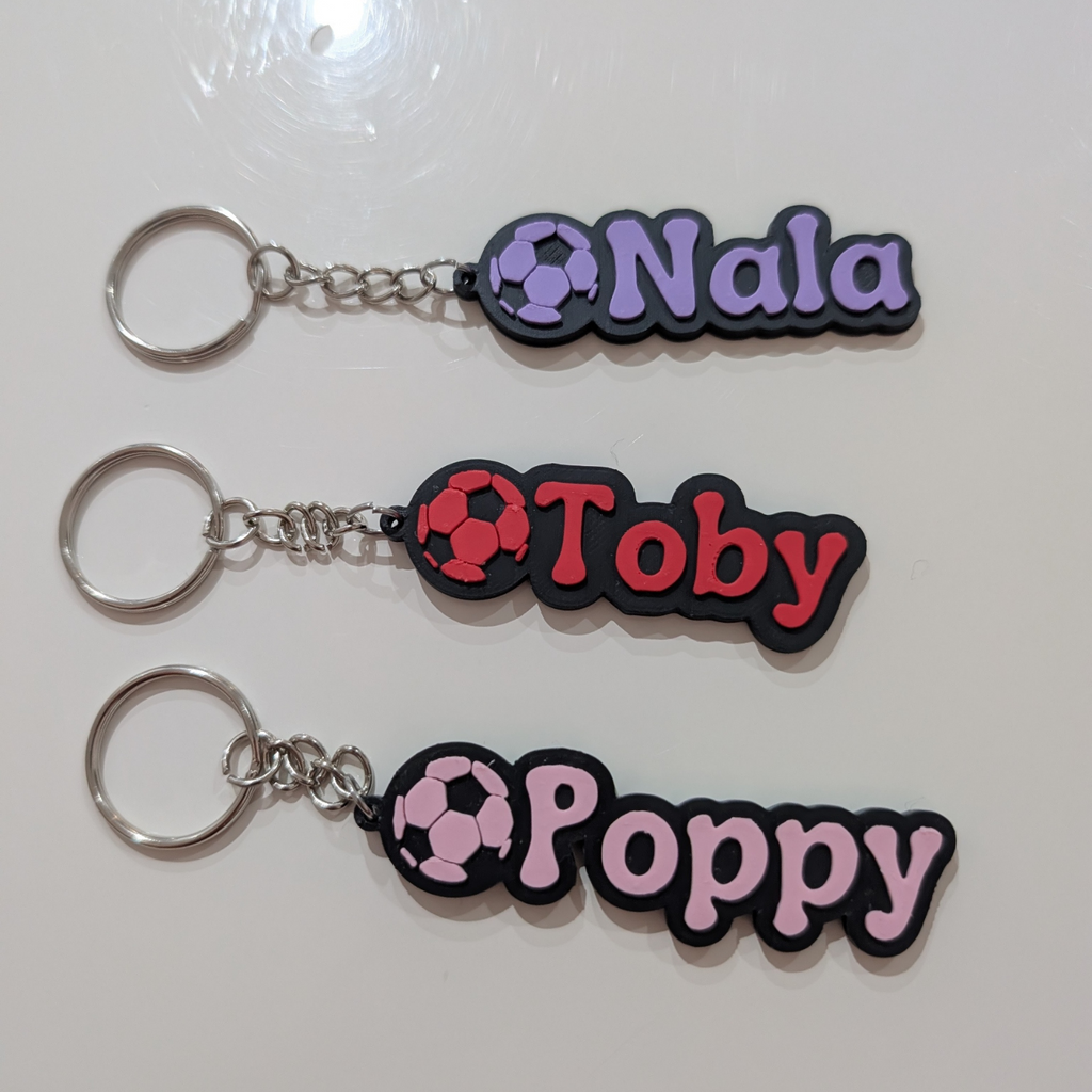 Personalised name and colour Keychains, Football Keyring