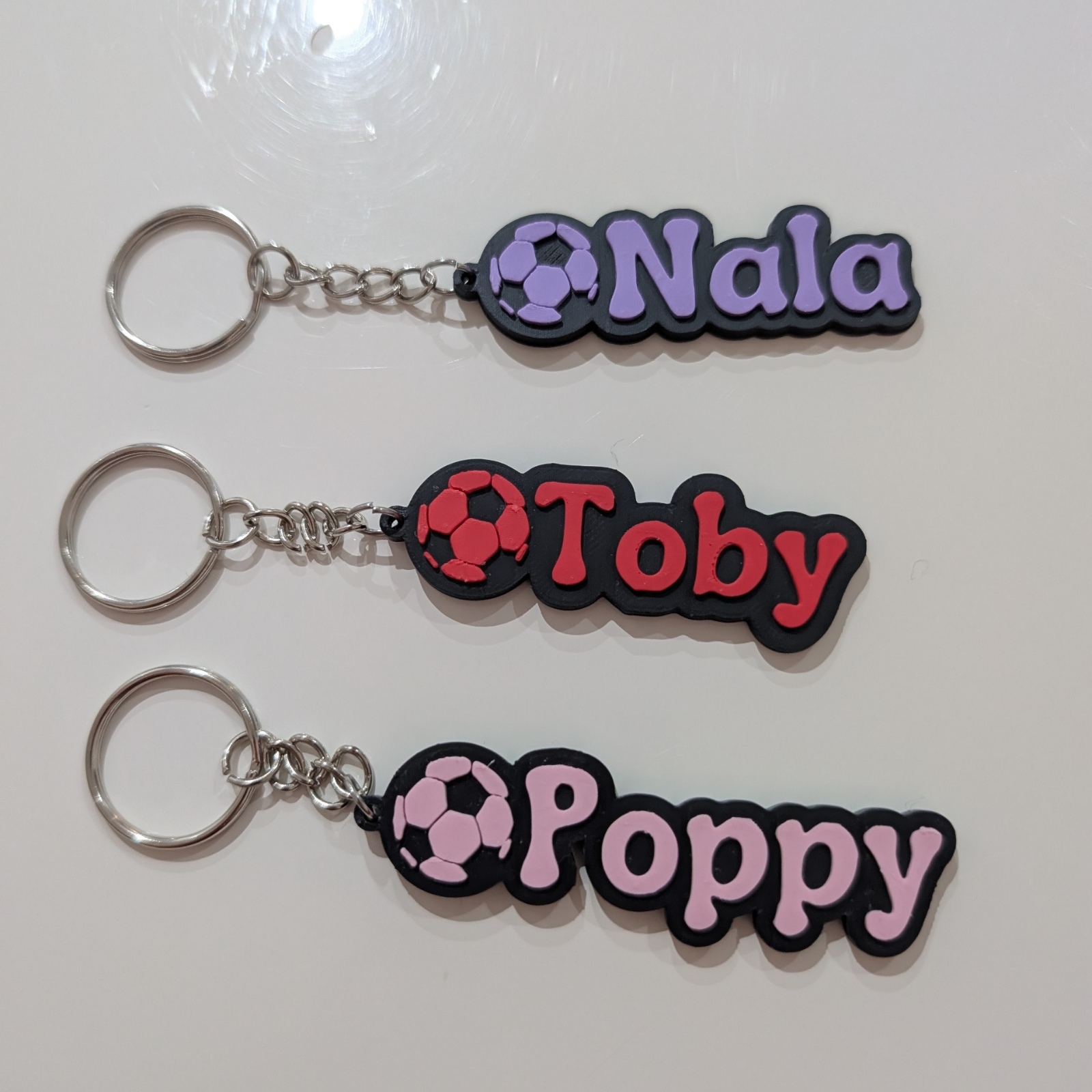Personalised name and colour Keychains, Football Keyring