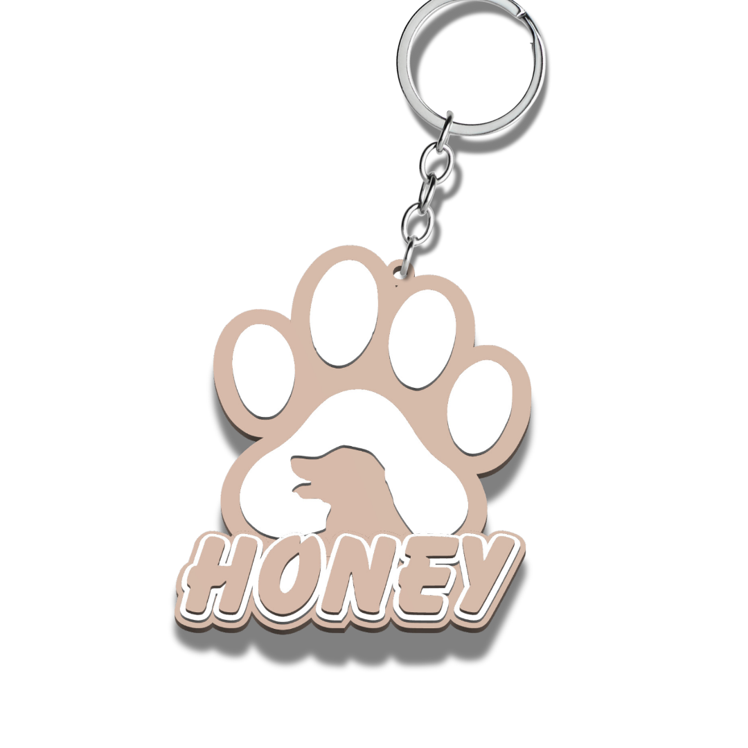 Personalised Dog Breed Paw Print Keychain