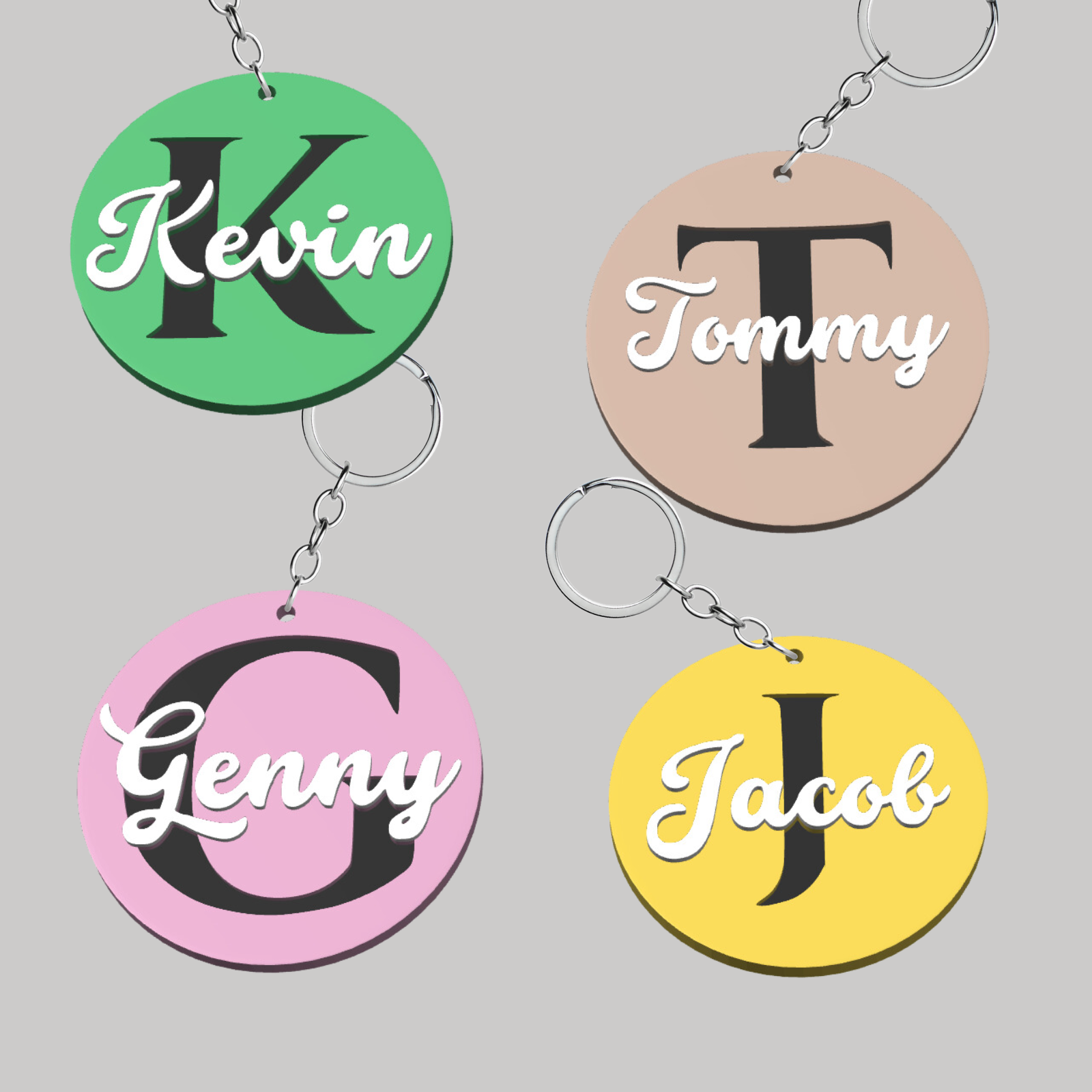 Personalised Initial Keyring with Name