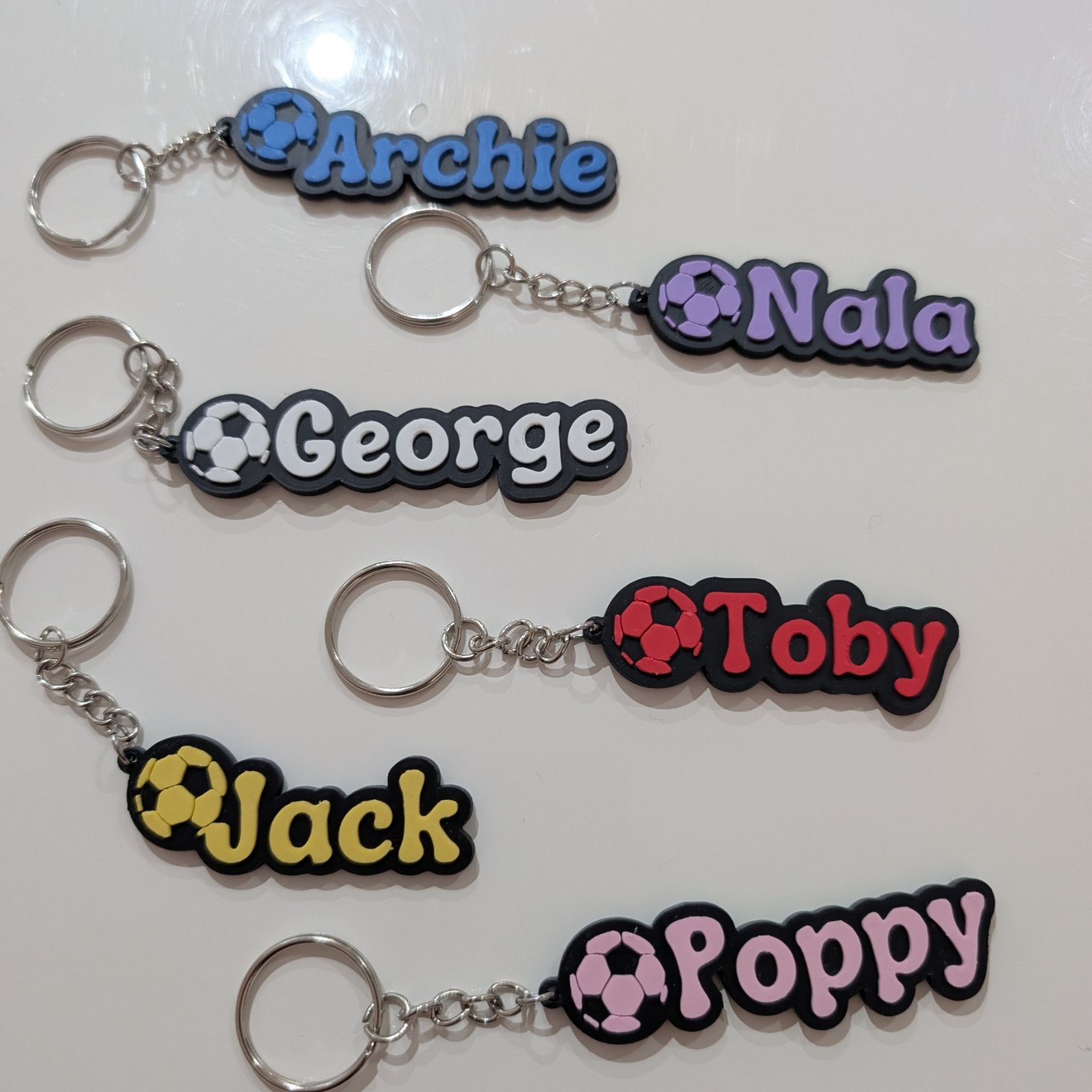 Personalised name and colour Keychains, Football Keyring