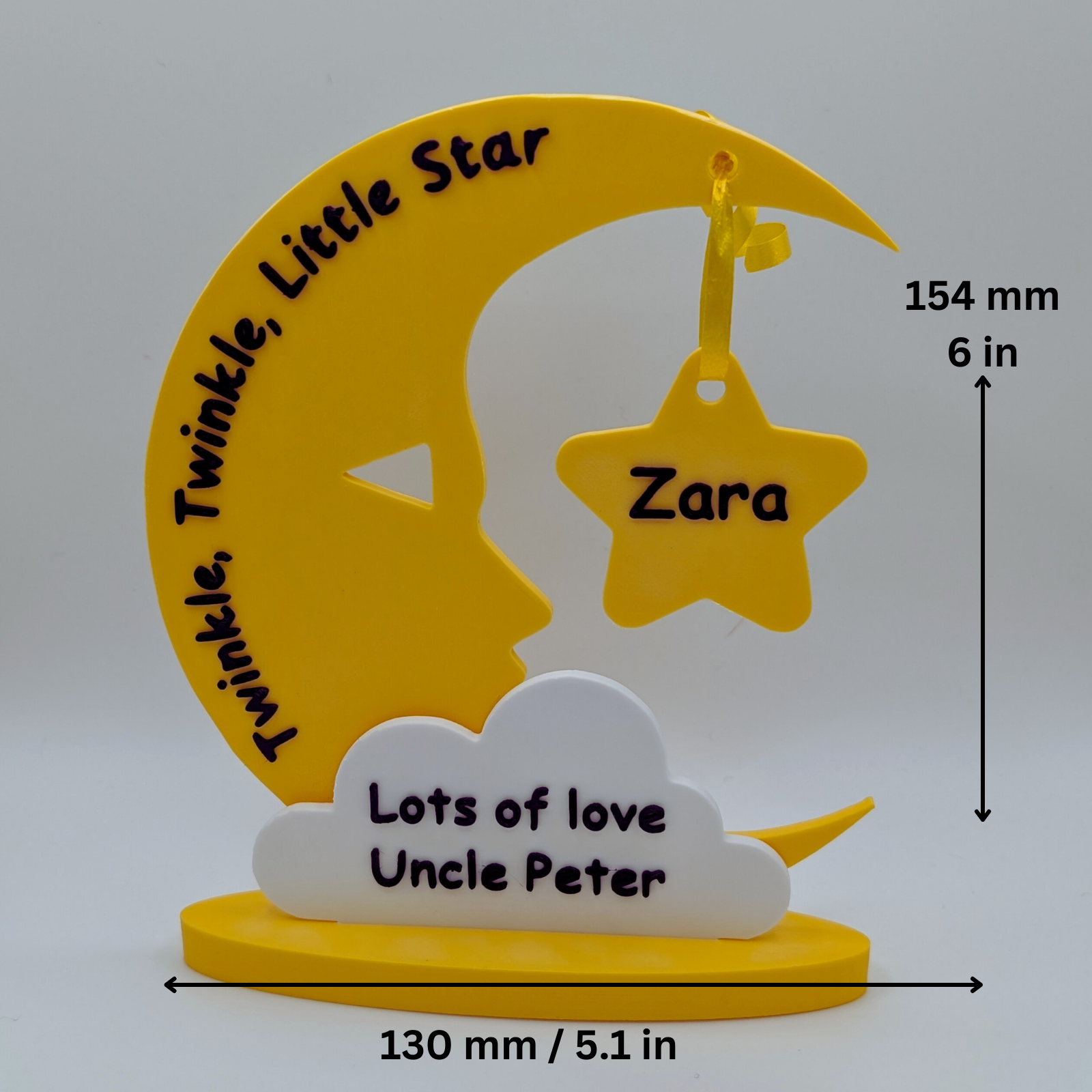 Personalised Moon and Star Baby Boy Girl Name Display