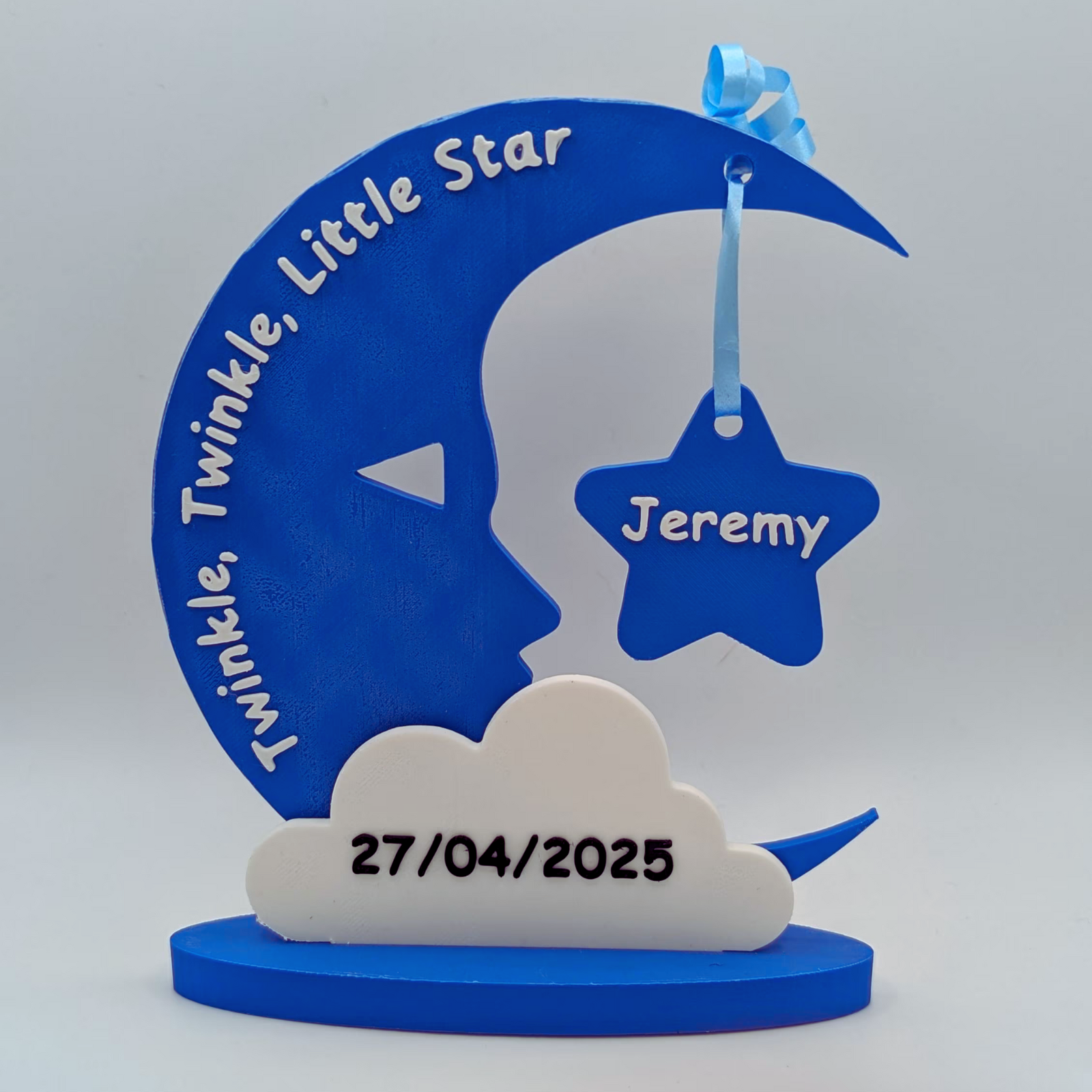 Personalised Moon and Star Baby Boy Girl Name Display
