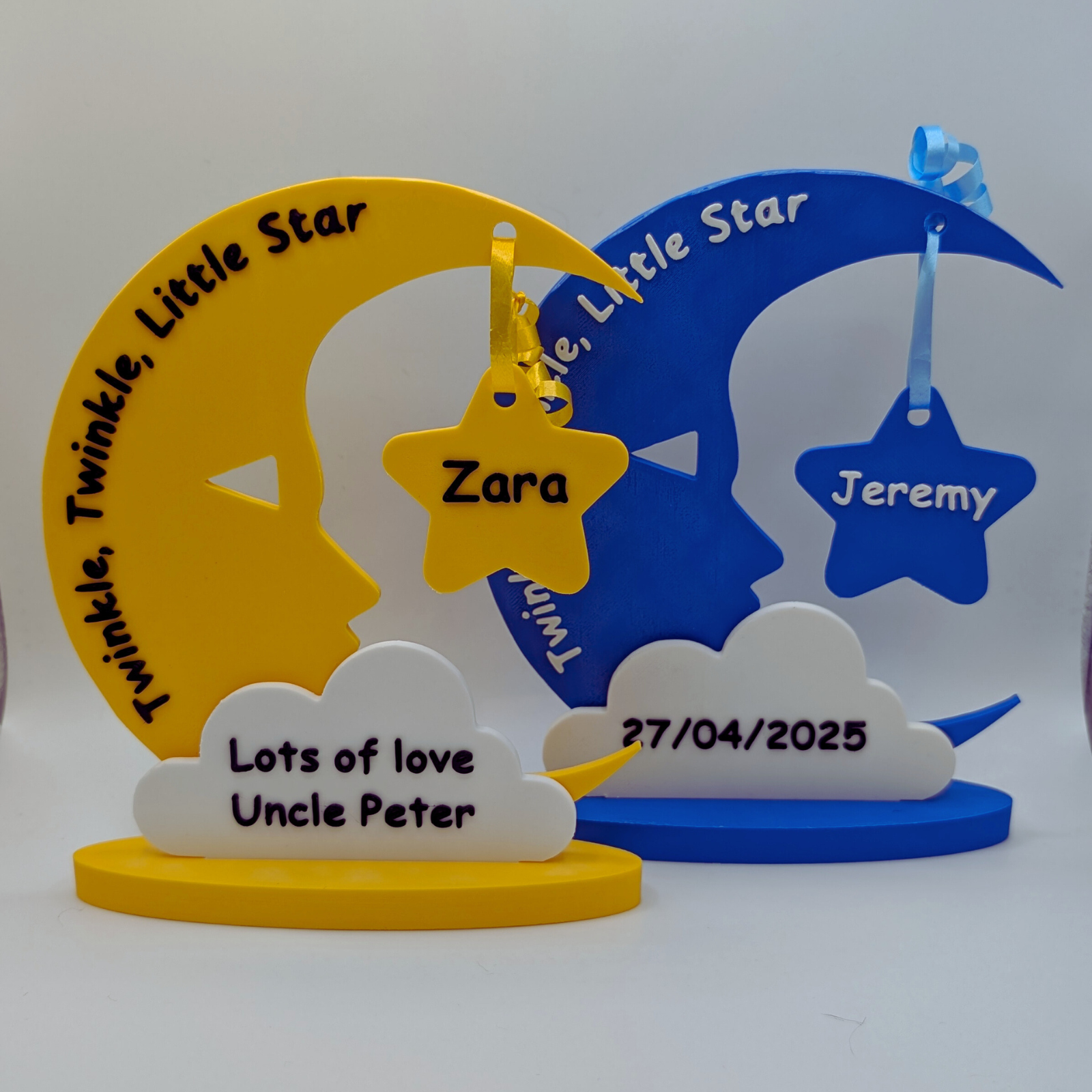Personalised Moon and Star Baby Boy Girl Name Display