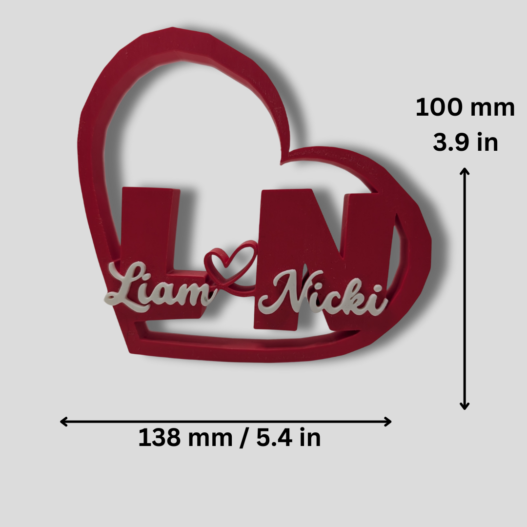 Personalised Valentine’s Day Heart & Initials Name Sign