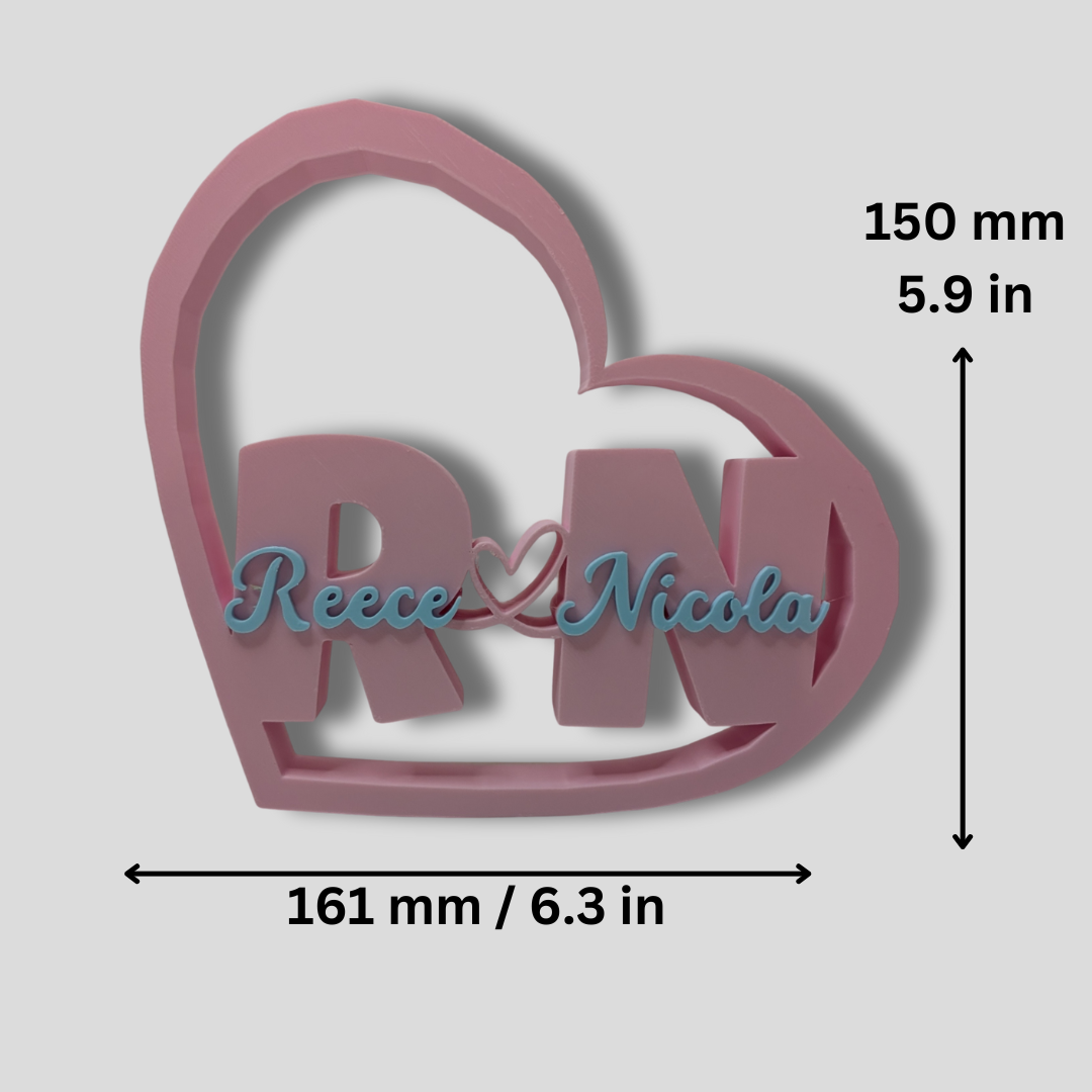 Personalised Valentine’s Day Heart & Initials Name Sign