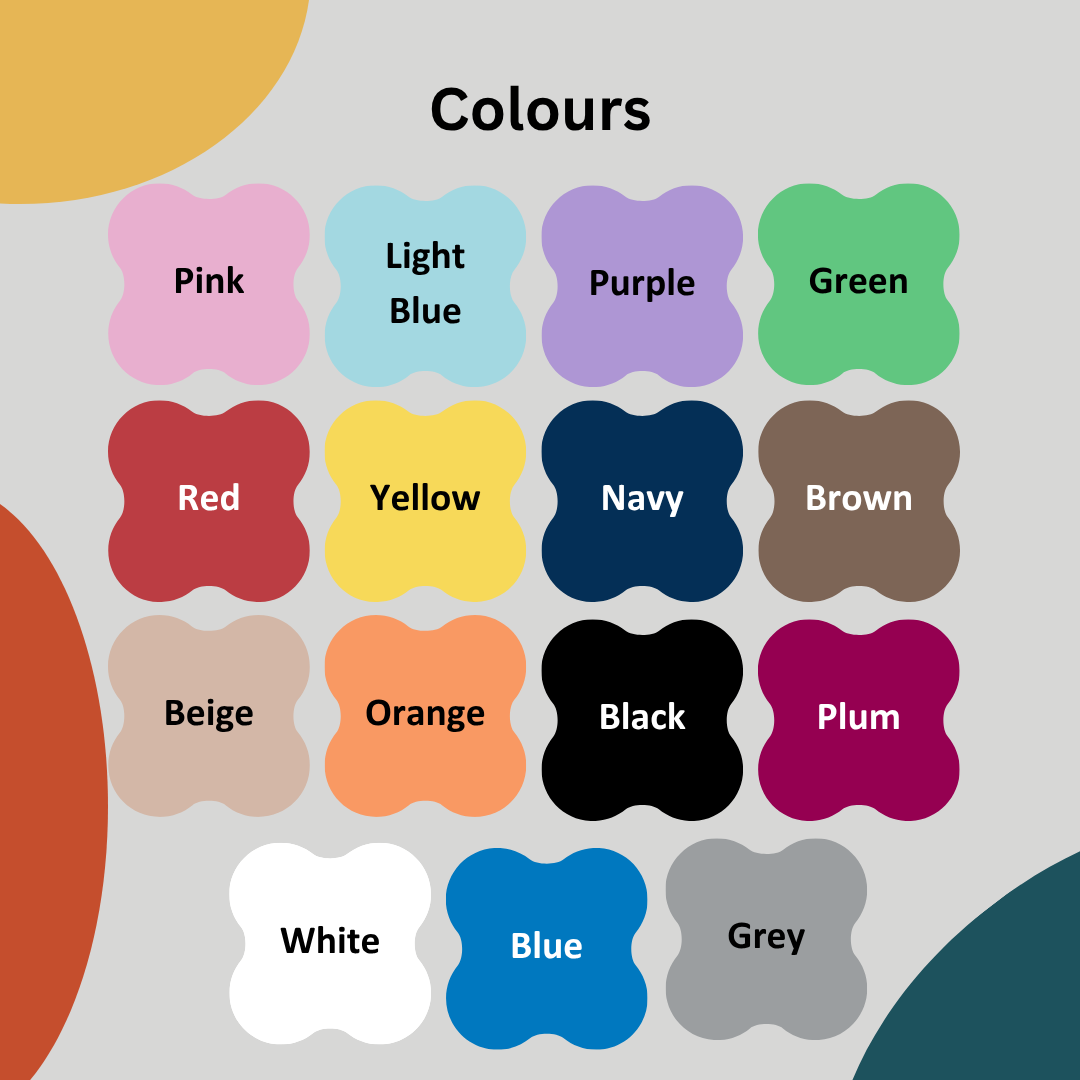 color palette that displays 15different colors in a grid of stylized, clover-like shapes