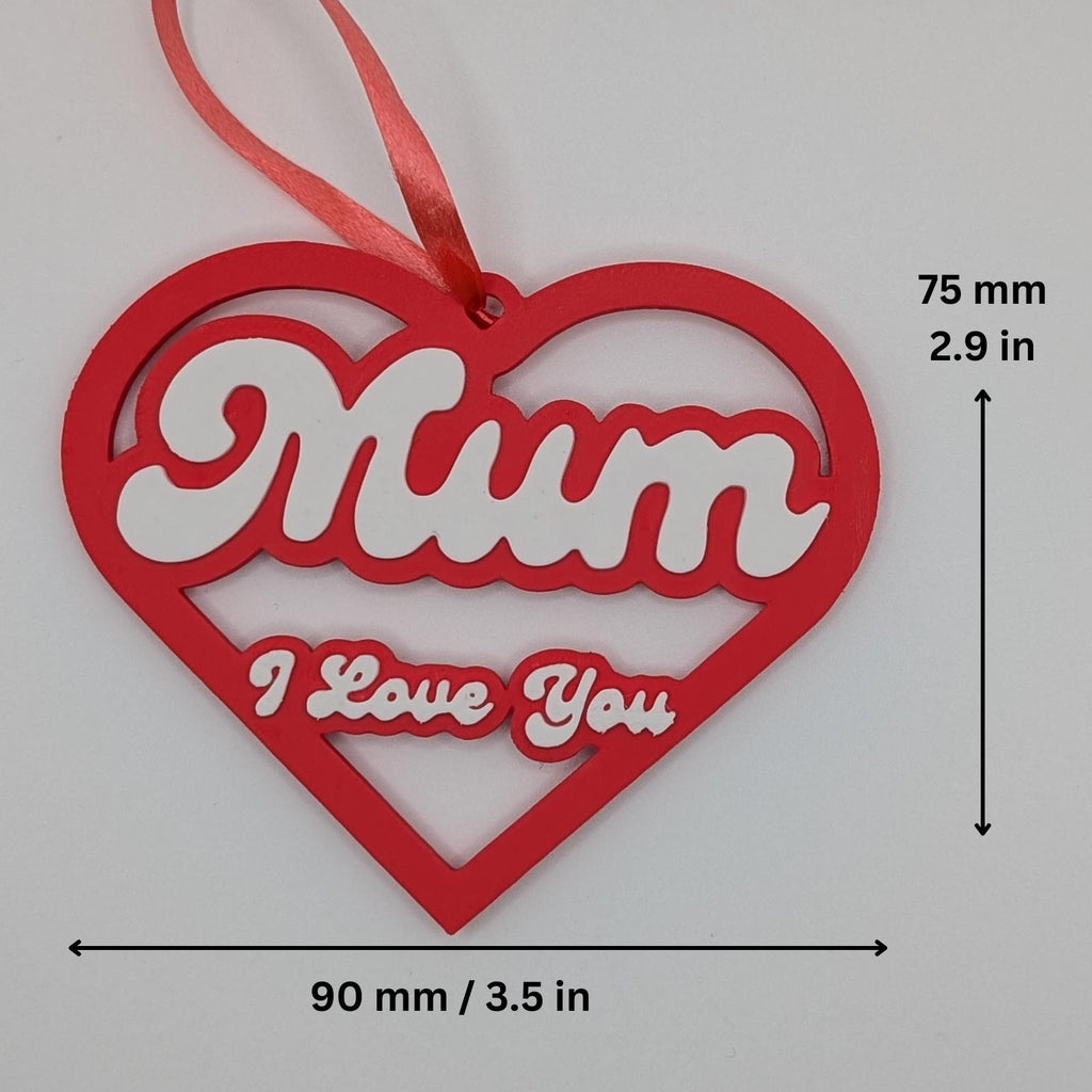 Heart-Shaped 'I Love You Mum' Decorative Hanging Ornament